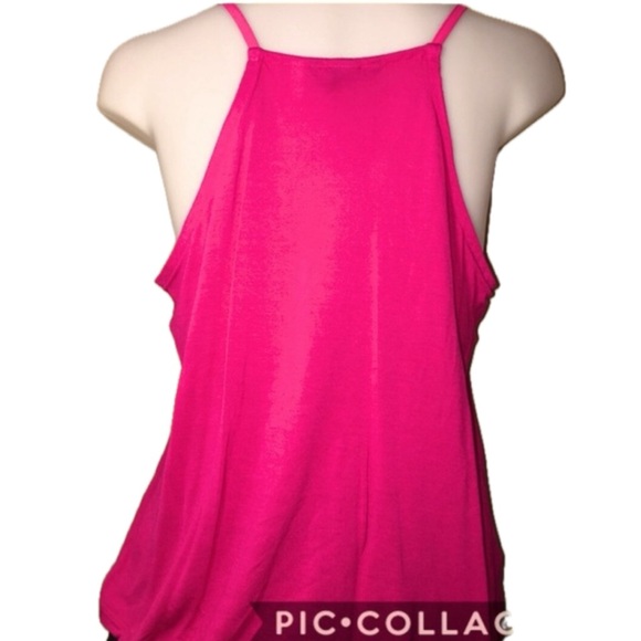 H&M SIZE M 2PC SHEER STRAPPY BLOUSE TANK HOT PINK - Picture 2 of 9